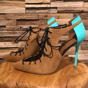 MALONE SOULIERS Suede & Leather Lace Up Pumps